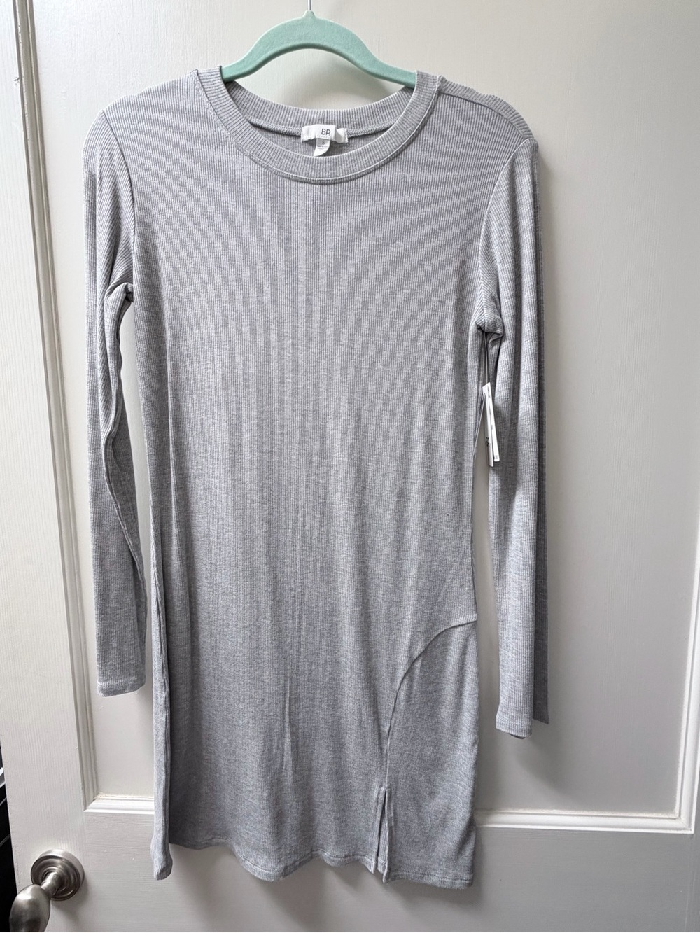 Ribbed Casual Grey Dress